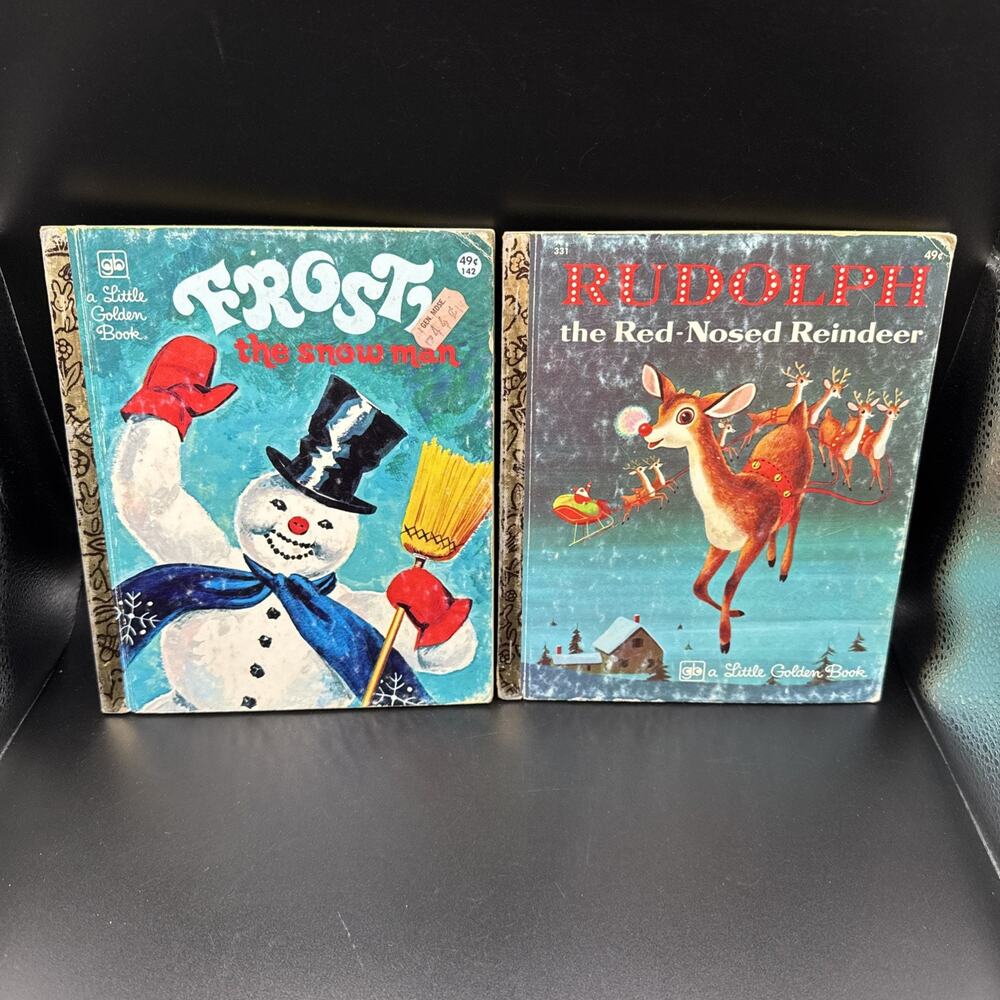 Vtg Lot of 2 A Little Golden Book: Rudolph Frosty Christmas Books